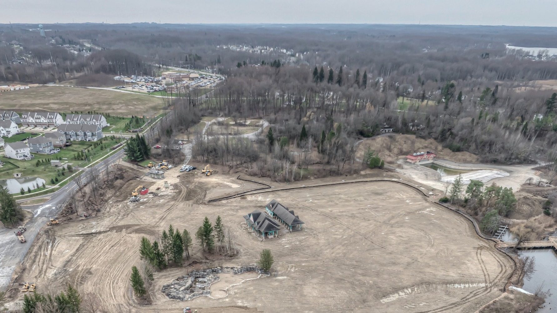 Whole park, over the entrance road toward the lake, March 20, 2026