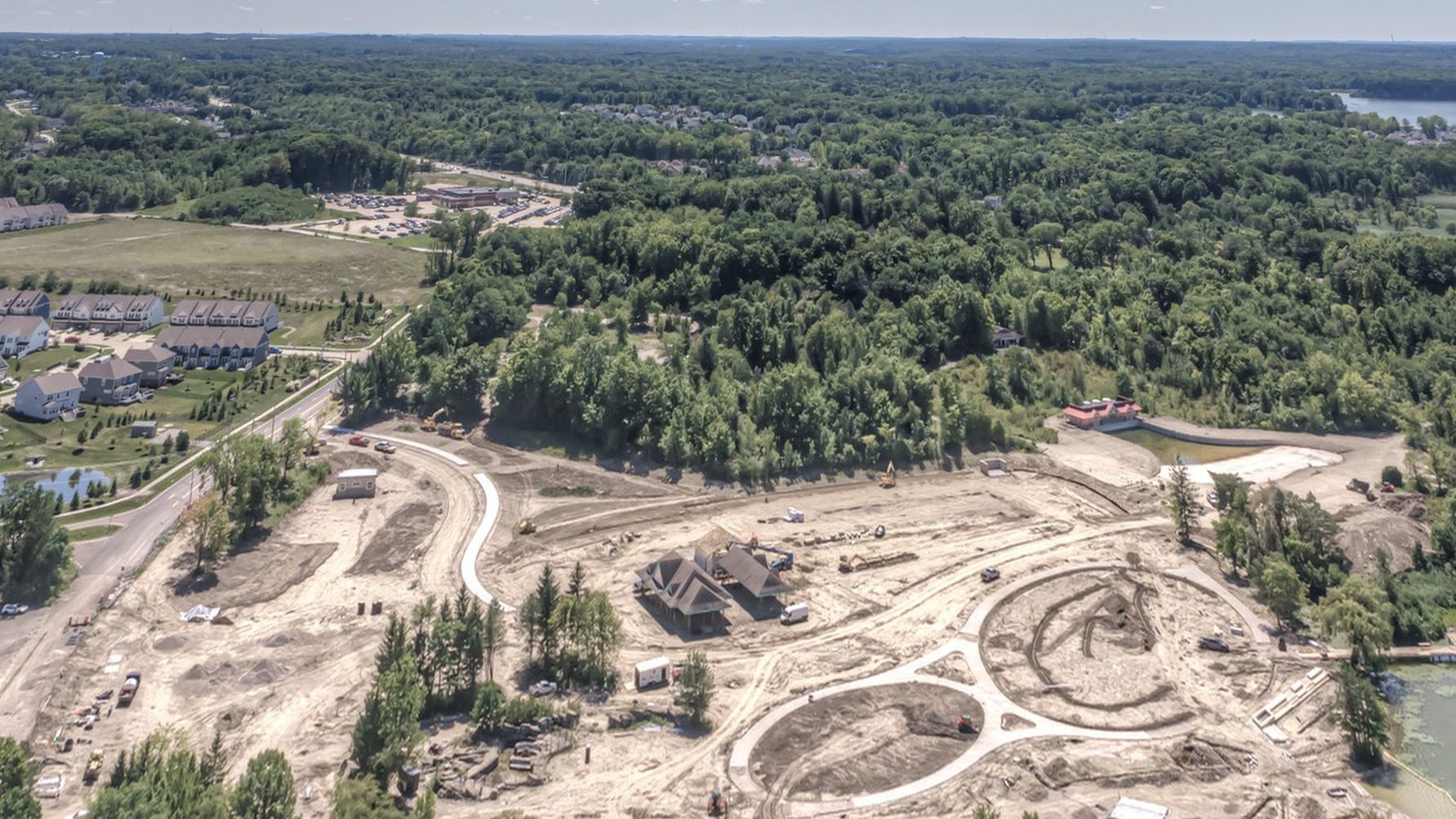Whole park, over the entrance road toward the lake, August 3, 2026